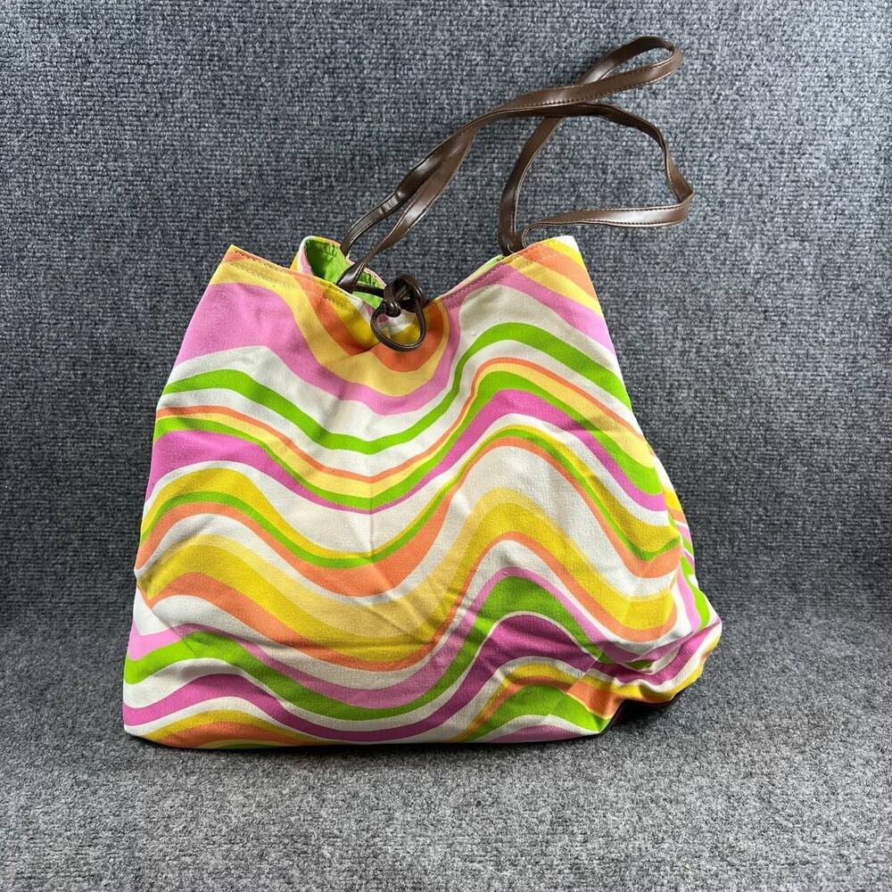 Elizabeth Arden Colorful Tote Bag Fabric Shoulder Handbag Drawstring